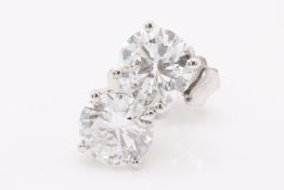 ON SALERound Brilliant Cut Natural Diamon 4.00 Carat Earrings 18k White Gold D Colour VS Clarity EDR