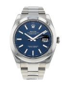 Rolex DateJust Oyster Perpetual 41mm Oystersteel '2023 Year' Blue Dial Box & Card - (Verified)