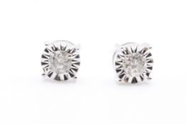 Round Brilliant 0.30 Carat Natural Diamond Earrings I/J Colour I Clarity - 18k White Gold EDR Report