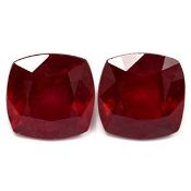 Pair of Ruby Red Cushion Shape 13.13 Carat Slightly included ( Africa Origin ) ( Natural )