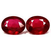 Pair Ruby Red Oval Shape 10.77 Carats Slightly Included ( Africa Origin ) ( Natural )