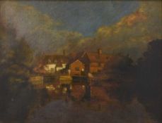 British School (Early 20th Century) Two Waterside Scenes