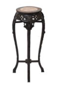A Chinese rosewood and marble inset urn stand, 19th century