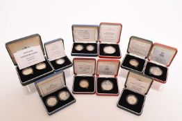UK commemorative coinage comprising fifteen boxes silver proof 50p, £1, £2 and crown with certificat