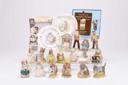 A group of Beswick and Royal Albert Beatrix Potter figures, with book and bookplate and other items