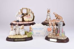 Three Beswick and one Border Fine Arts Beatrix Potter tableau groups