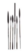 A group of six African tribal spears
