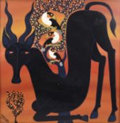 Mohamed Wasia Charinda (Tanzanian 1947-2021), Kneeling antelope, Tingatinga school