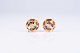 Two early 20th century diamond and enamel long service studs