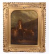 British School (19th Century) Shepherd Boy with Flock