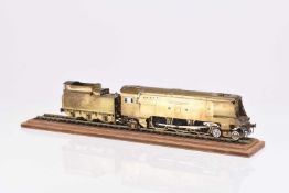 A scratch built OO gauge locomotive and tender, with track stand