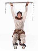A mid 20th century mannequin trapeze artist, ex. Blackpool fairground