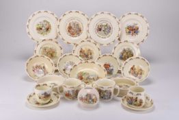 A large collection of Peter Rabbit and Bunnykins ceramics, with related poster and toy