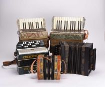 A group of accordions (7) and related items (for restoration and repair)