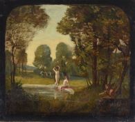 Attributed to Philip Wilson Steer (1860-1942) Pan Watching Nymphs at a Woodland Pool