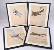 F.D Maynard (British, 20th century) 16 watercolours of WW2 aircraft