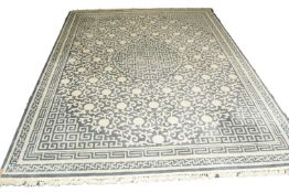 A blue and white rug