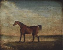 British School (19th Century) Pair of Equestrian Portraits of a Chestnut and Grey Horses