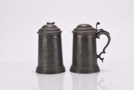 Two Victorian pewter tankards of Cambridge University rowing interest