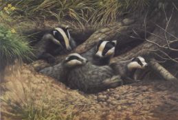 Adrian Rigby (b.1962) Large Quantity of Signed Limited Edition Prints, Badger Family