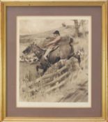 George Denholm Armour (British 1864-1949) The Hunt Jumping a Fence