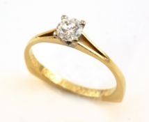 Ring, Brillant ca. 0,42 ct (W Pi), 750er Gold ca. 3,1 g, Ringweite 57