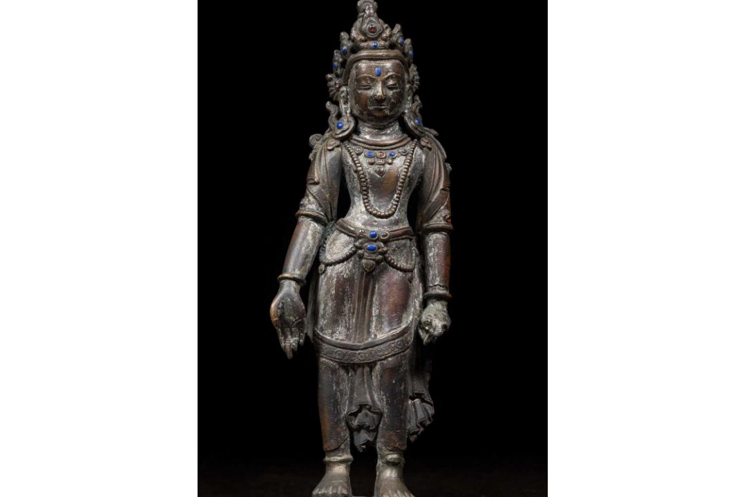 STANDING PADMAPANI BRONZE NEPAL 17TH CENTURY - Bild 6 aus 16