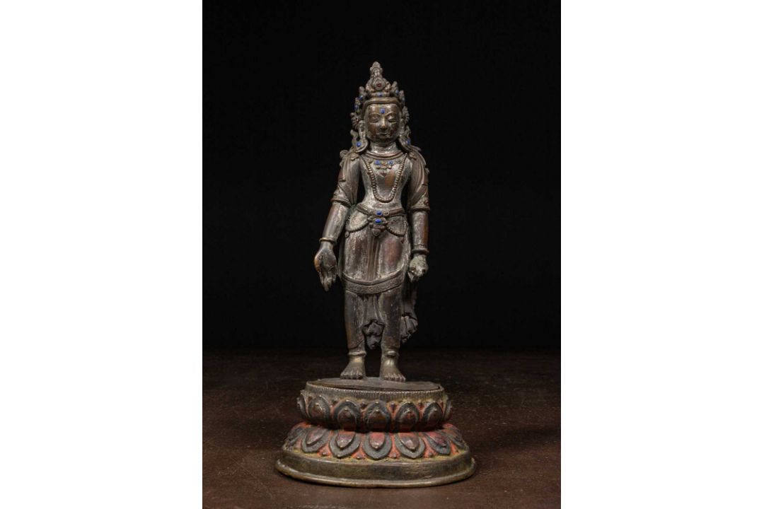 STANDING PADMAPANI BRONZE NEPAL 17TH CENTURY - Bild 1 aus 16
