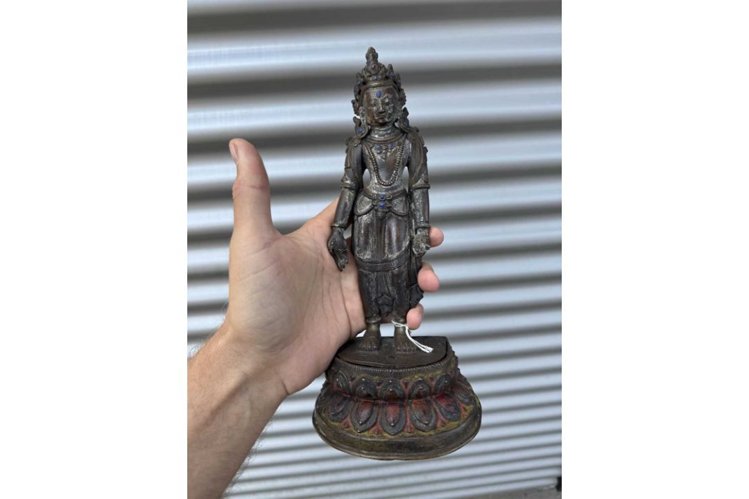 STANDING PADMAPANI BRONZE NEPAL 17TH CENTURY - Bild 8 aus 16