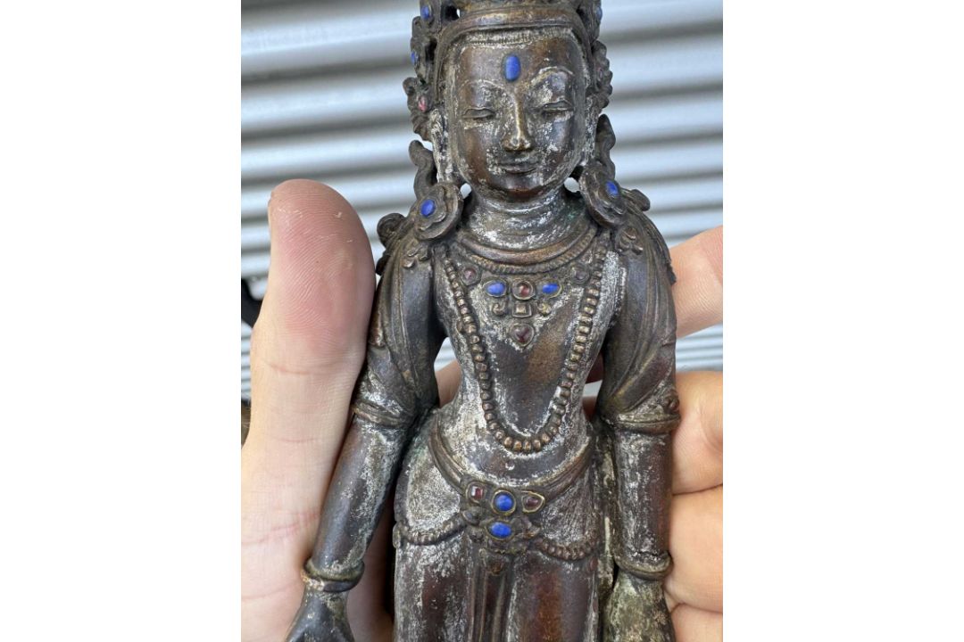STANDING PADMAPANI BRONZE NEPAL 17TH CENTURY - Bild 11 aus 16