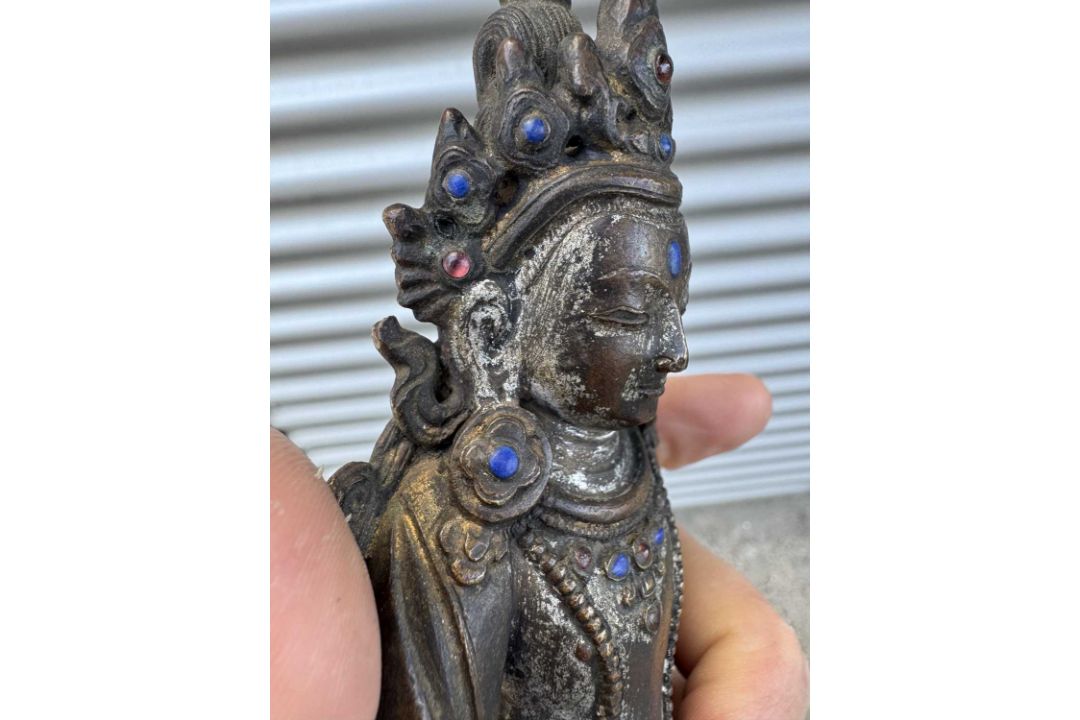 STANDING PADMAPANI BRONZE NEPAL 17TH CENTURY - Bild 9 aus 16
