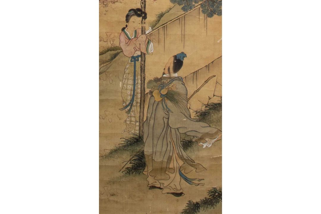 SCHOLAR AND COURTESAN BENEATH A PINE , CHINA QING DYNASTY - Bild 4 aus 11