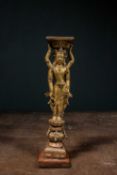 A GILT-BRONZE DOUBLE-SIDED OFFERING GODDESS FROM A DENSATIL MONASTERY PILLAR TIBET 14TH CENTURY