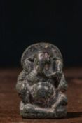 SMALL SEATED LOVELY STONE GANESHA INDIA 14TH CENTURY