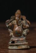 SEATED BRONZE GANESHA INDIA 16TH CENTURY