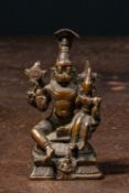 SWEET 16TH CENTURY BRONZE NARASHIMA WITH CONSORT INDIA
