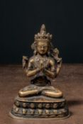BRONZE SHADAKSHARI LOKESHVARA TIBET 15TH CENTURY