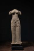 AN UMA SANDSTONE TORSO CAMBODIA ANGKOR PERIOD BAPHUON STYLE 11TH CENTURY