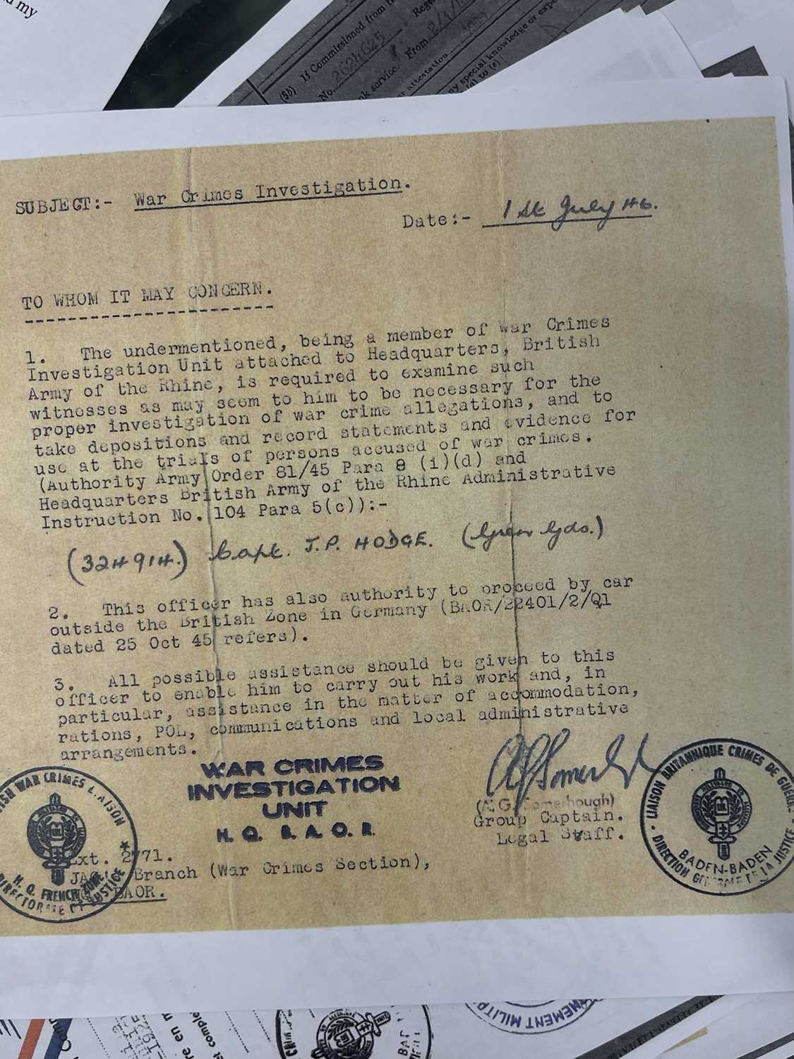 WWII/Third Reich Captain John Hodge Archive: - Image 10 of 10