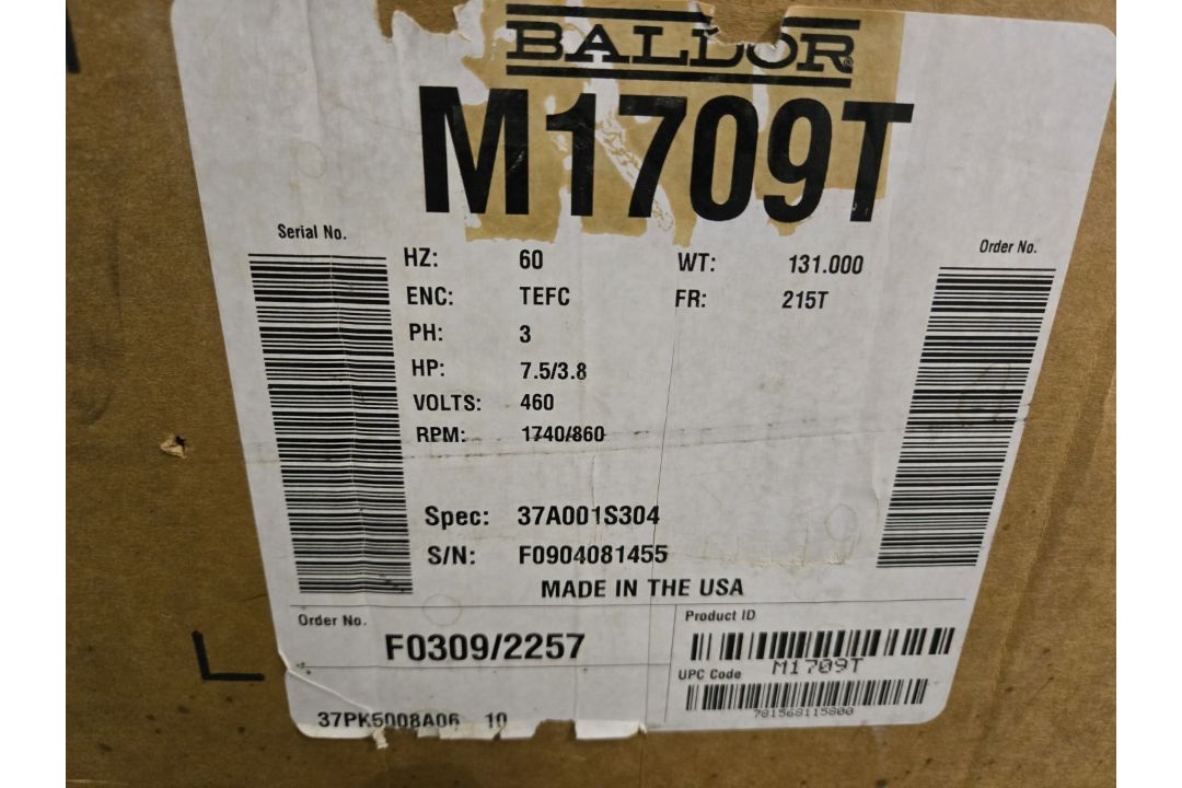 Unused 7.5 HP Baldor Motor, 460 V - Image 4 of 4