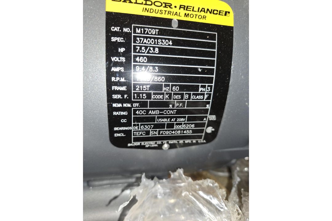 Unused 7.5 HP Baldor Motor, 460 V - Image 2 of 4