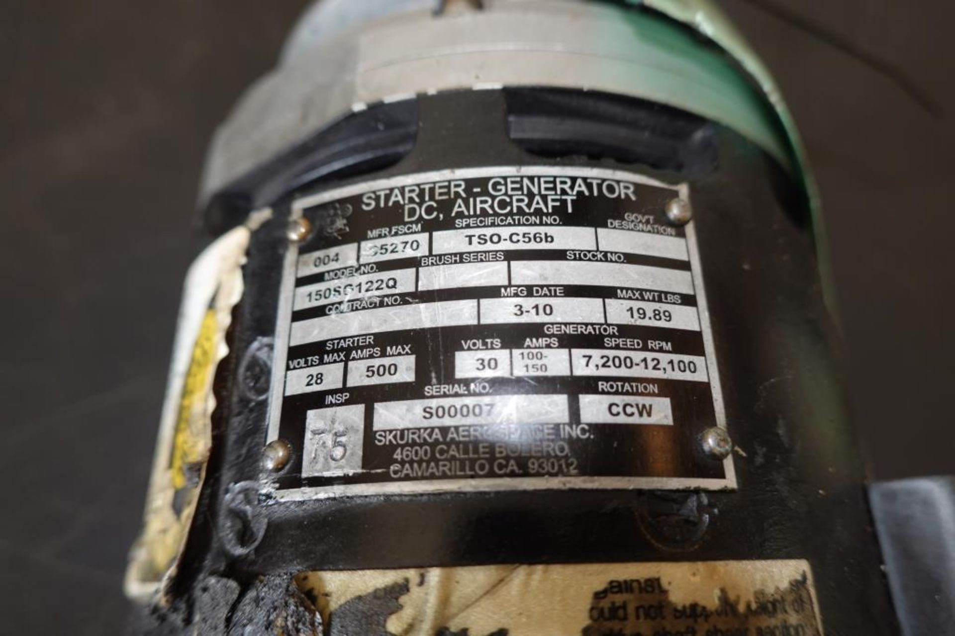 Skurka Aerospace Inc. Aircraft DC Starter- - Image 6 of 7
