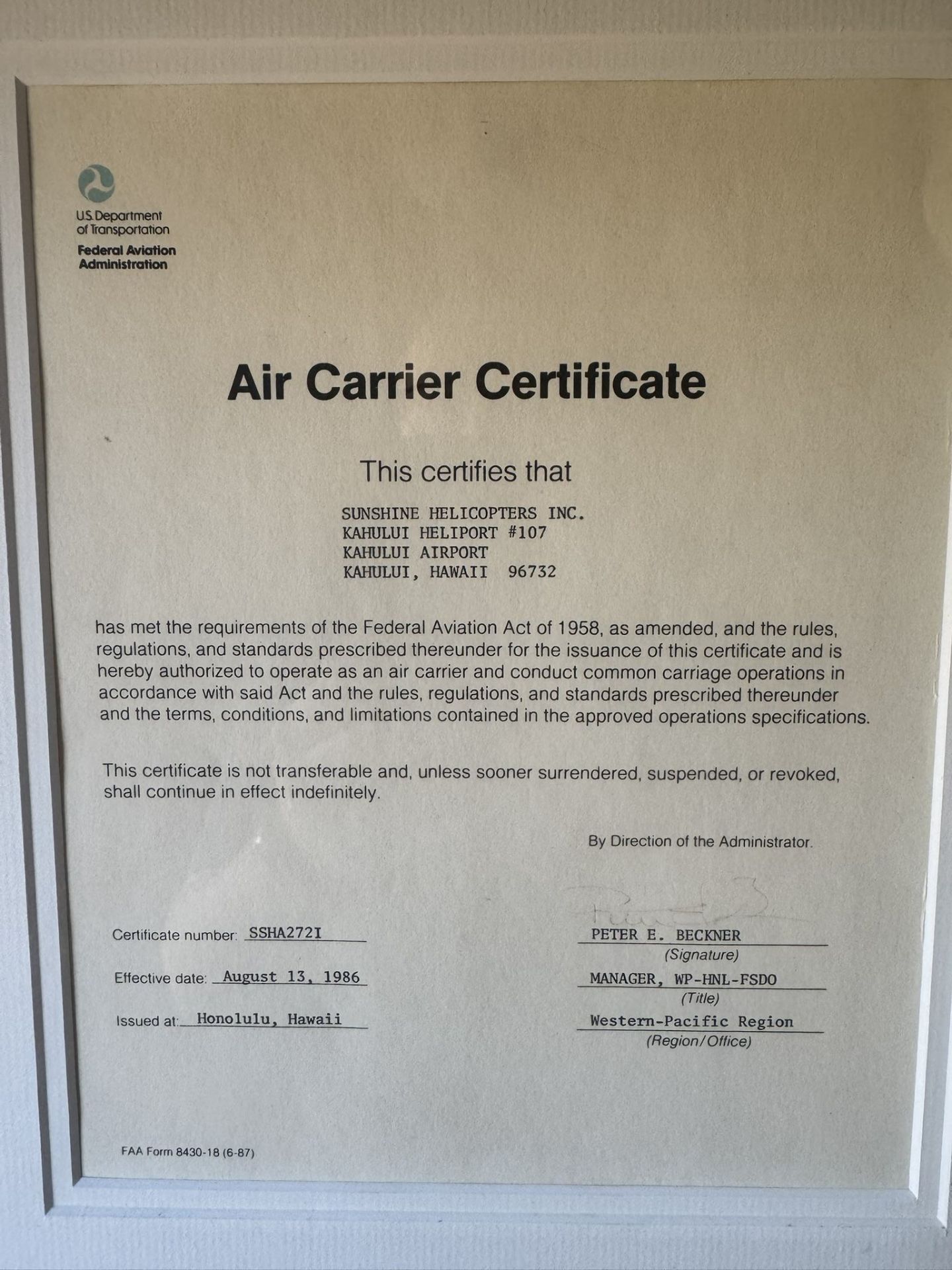 CFR Part 135 Air Carrier and Operator Certification