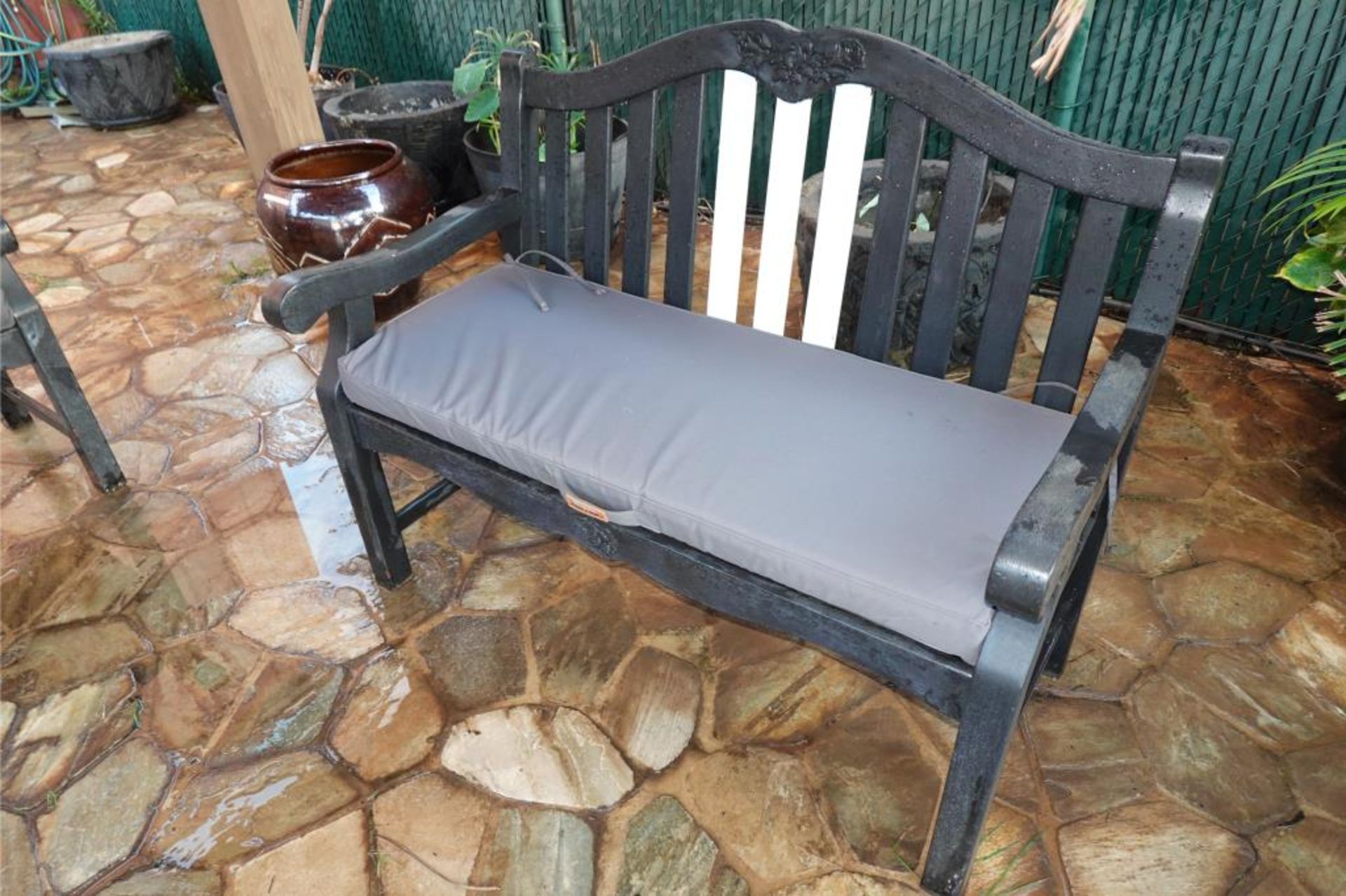 Patio Seating Benches And Potted Plants - Image 4 of 18