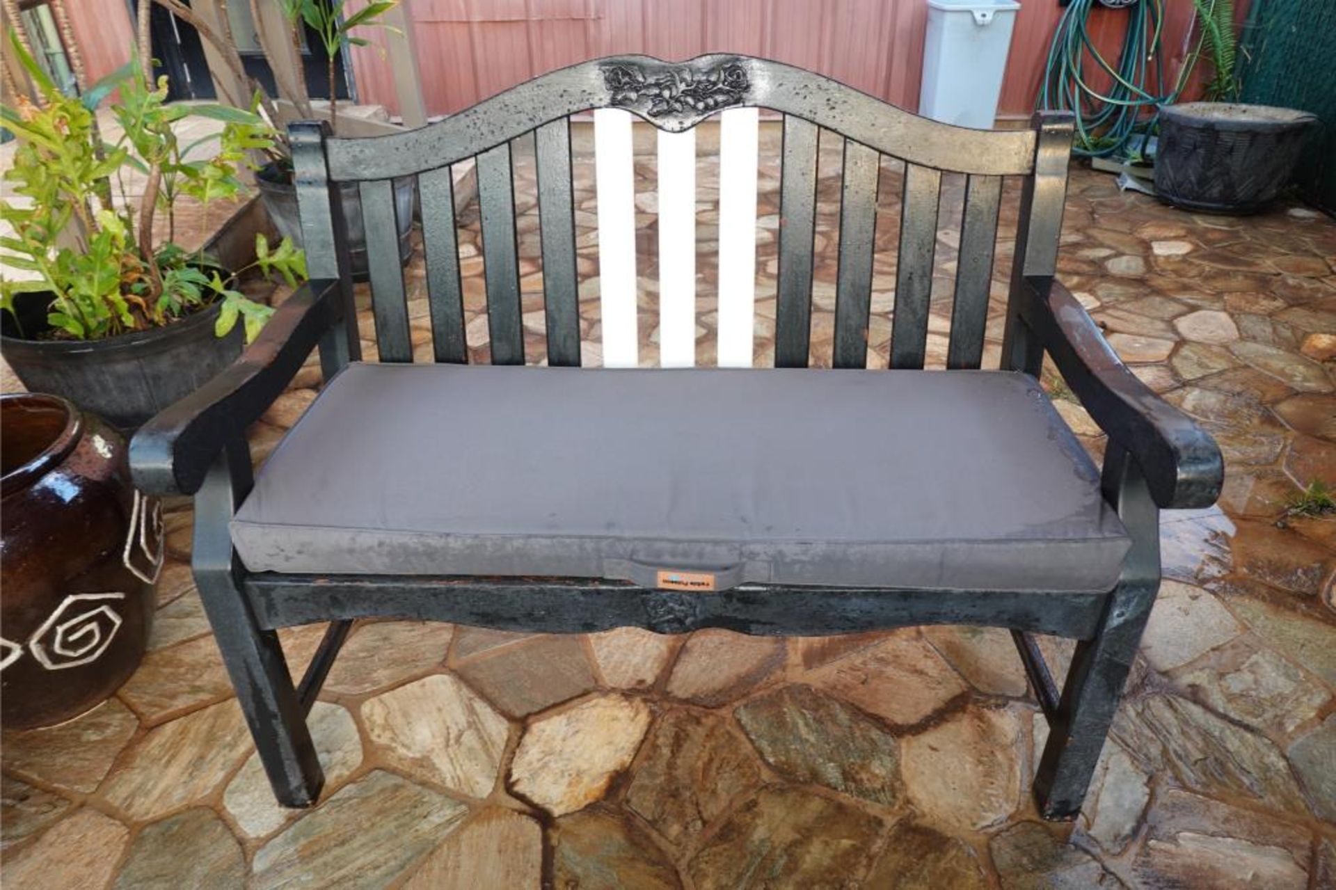 Patio Seating Benches And Potted Plants - Image 5 of 18