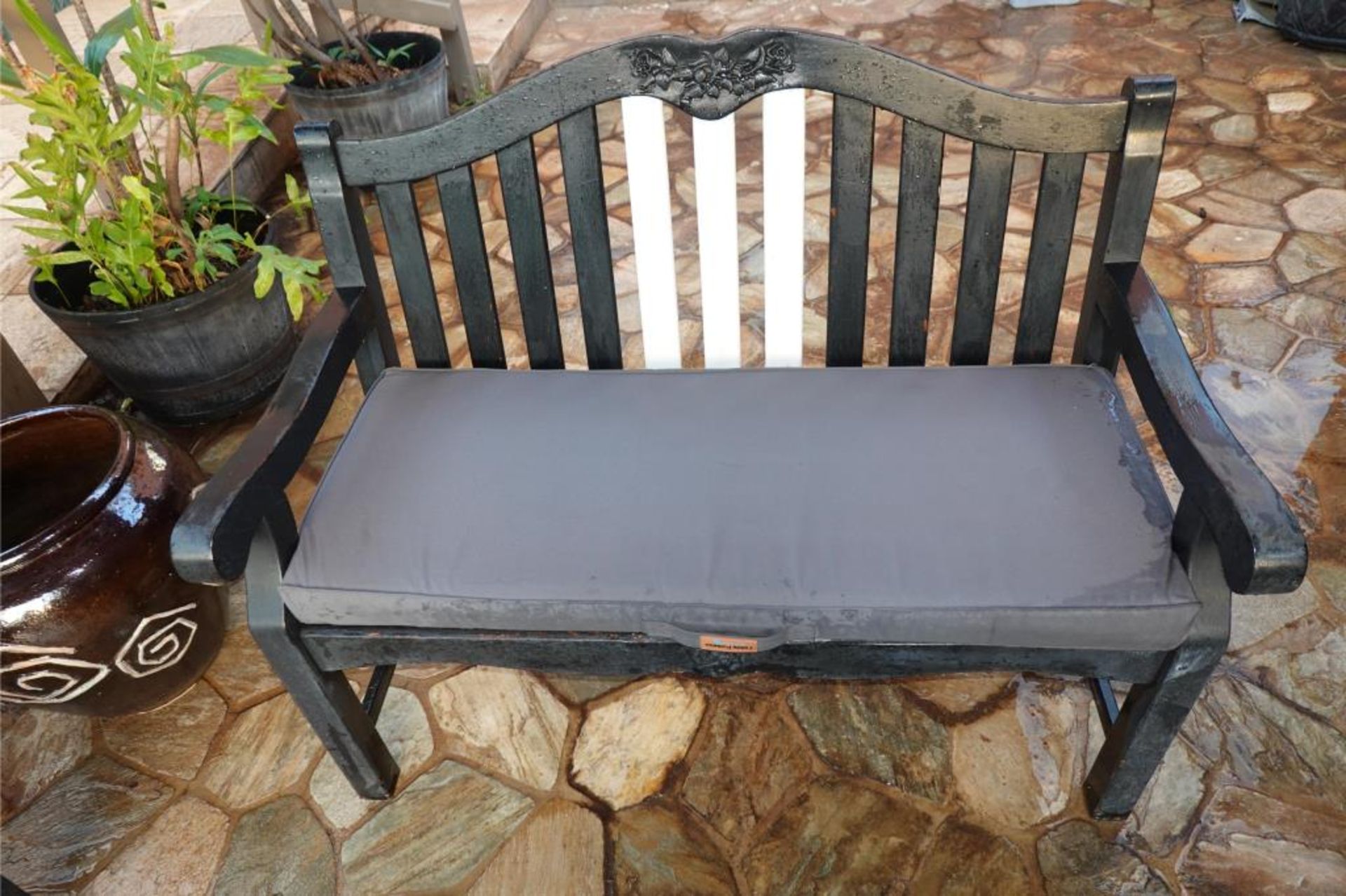 Patio Seating Benches And Potted Plants - Image 9 of 18