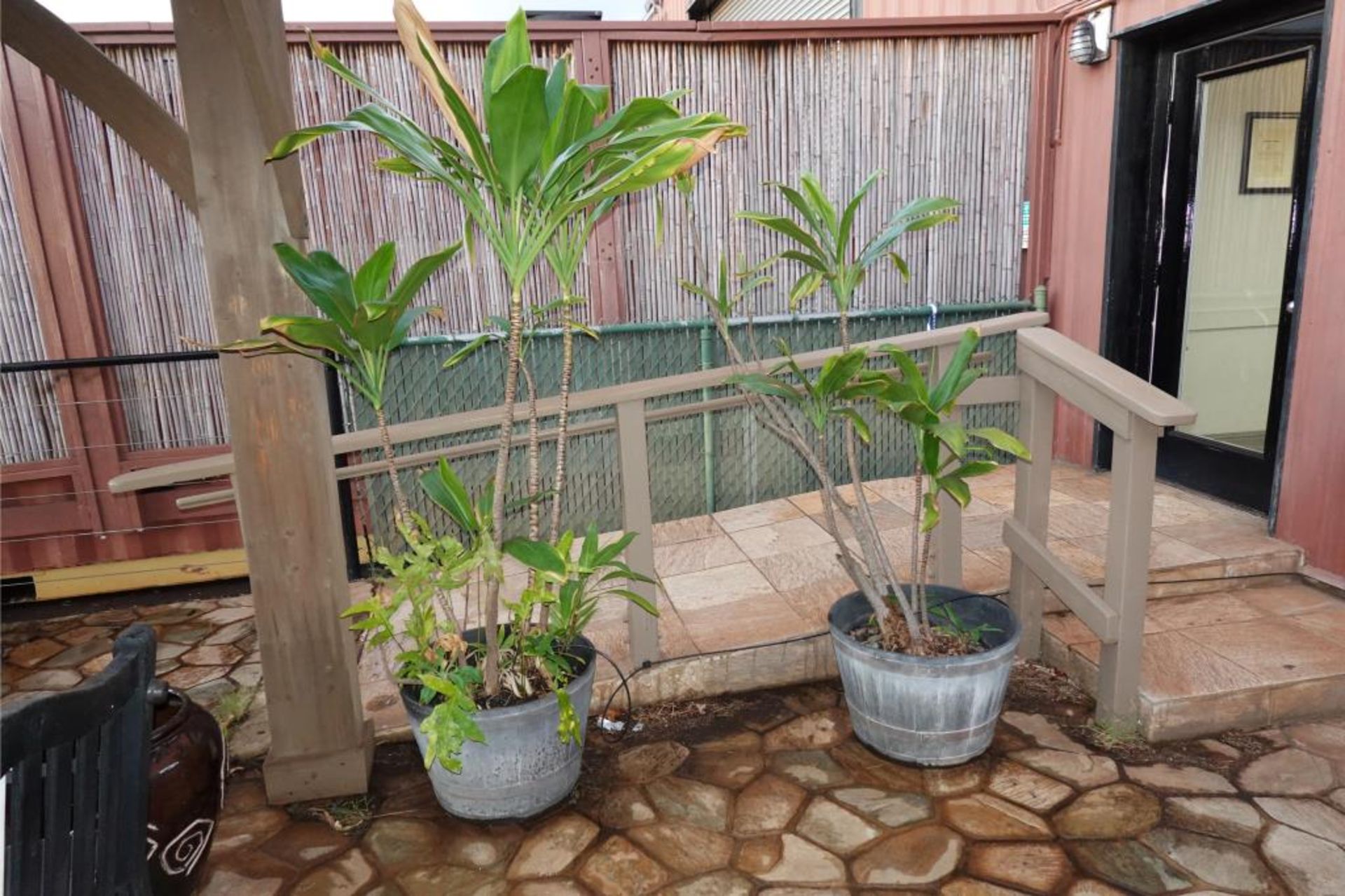 Patio Seating Benches And Potted Plants - Image 14 of 18