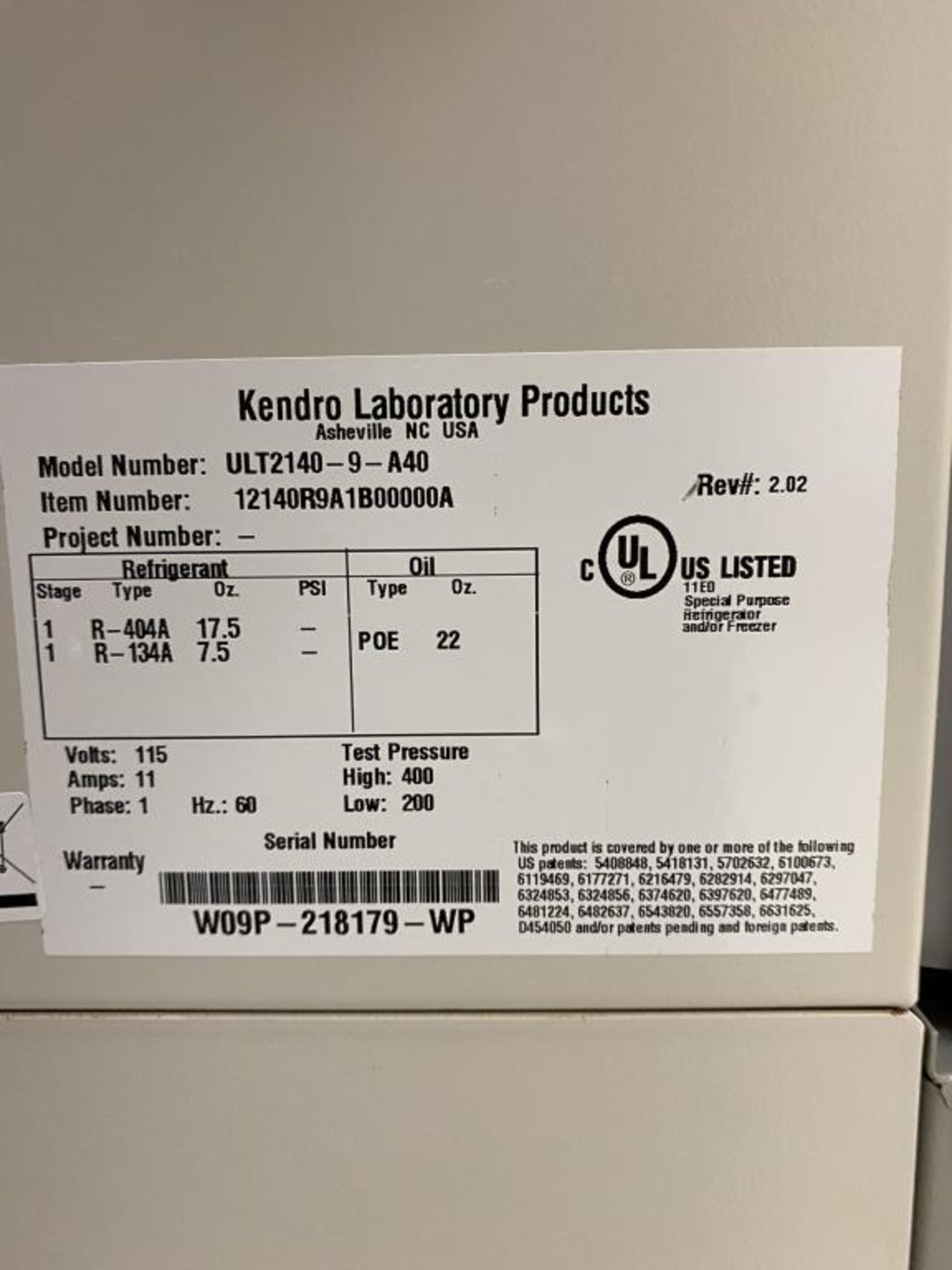 Kendro Freezer, -40C - Image 4 of 4