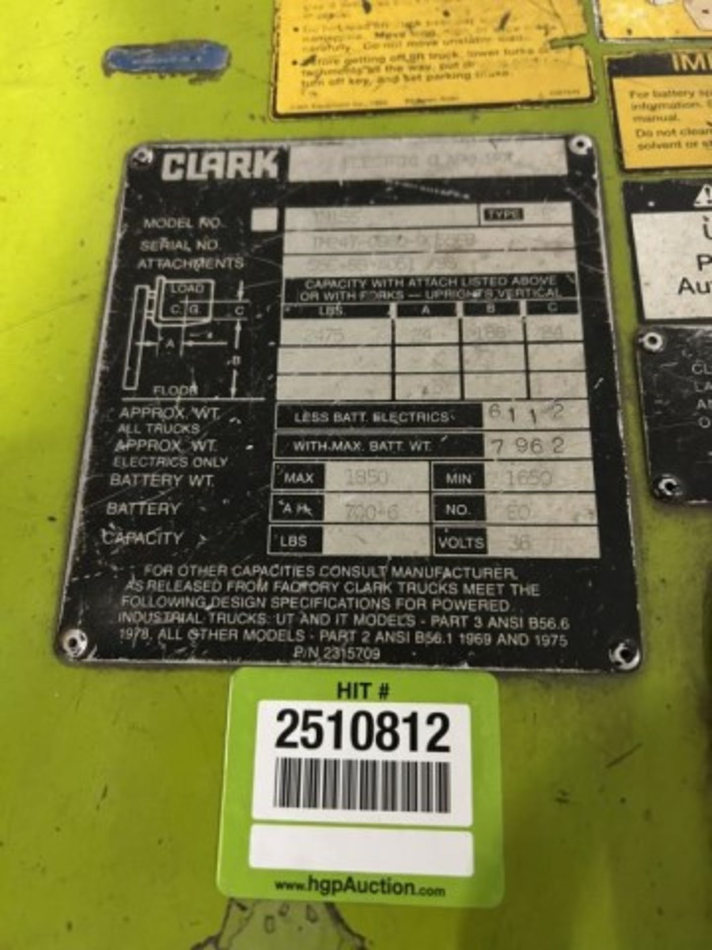 Clark Electric Forklift - Image 6 of 6