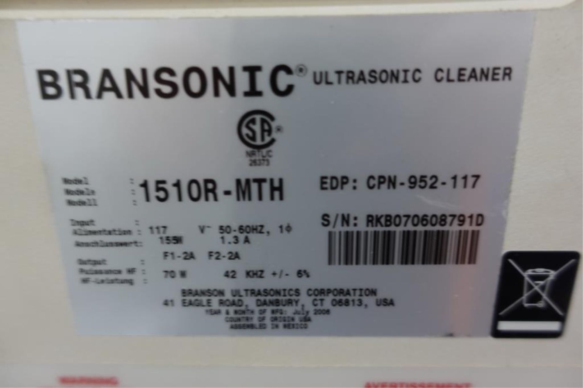 Branson Bransonic 1510R-MTH Sonic Bath - Image 3 of 3